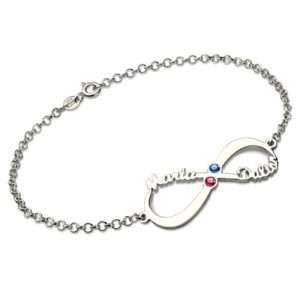 Personalized Infinity 2 Names & Birthstones Bracelet