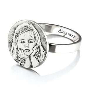 Personalized Photo Engraved Ring Memorial Gift for New Mom