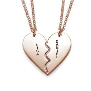 Breakable Heart Necklace Set - Rose Gold Plated