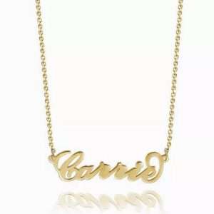 "Carrie" Style Name Necklace 14K Gold Plated