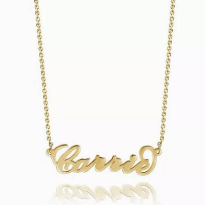 "Carrie" Style Name Necklace 14K Gold Plated