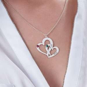 Engraved Two Heart Necklace