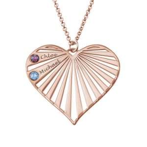 Family Necklace with birthstones in Rose Gold Plating