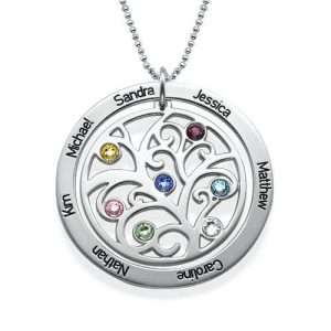 Family Tree Birthstone Necklace in Sterling Silver