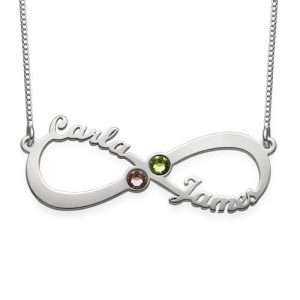 Personalized Infinity 2 Names Birthstones Necklace In Rose Gold