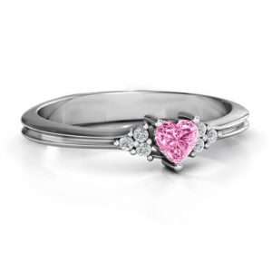 Narrow Heart Ring with Shoulder Accents