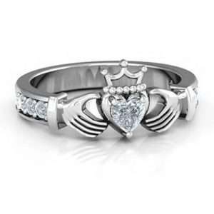 Classic Claddagh Heart Cut Ring with Accents