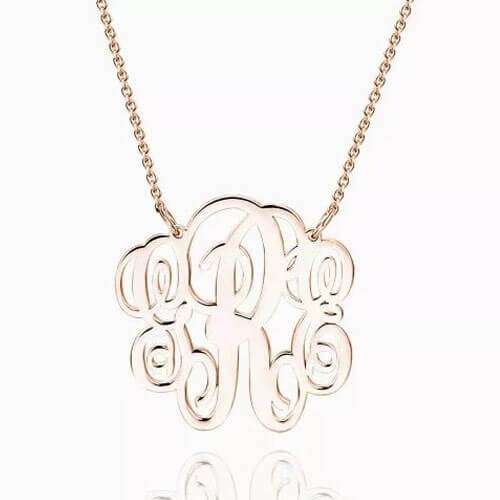 Fancy Monogram Necklace Rose Gold Plated