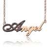 Rose Gold Script Name Necklace Initial Full Birthstones