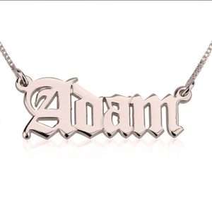 Rose Gold Plated Old English Name Necklace