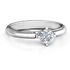 Ski Tip Solitaire Round Ring