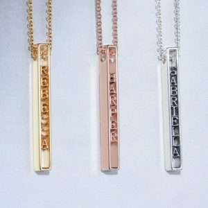 Personalized 3D Bar Necklace in Sterling Silver