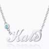 Personalized Birthstone Name Necklace Silver