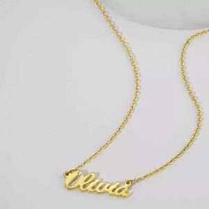 Personalized CZ Name Necklace 14k Gold Plated