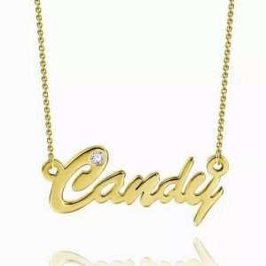 Personalized CZ Name Necklace 14k Gold Plated