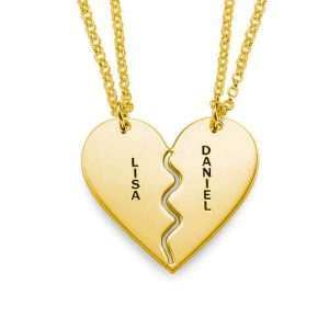 Breakable Heart Necklace Set - Gold Plated