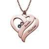 Two Hearts Forever One Necklace with Birthstones - Rose Gold Plated