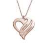 Two Hearts Forever One Rose Gold Plated with Diamonds Necklace