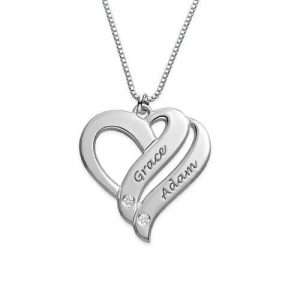 Two Hearts Forever One with Diamonds Necklace