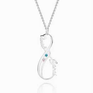 Vertical Infinity Name Necklace With Birthstones