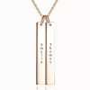 Vertical Two Bar Necklace With Engraving Rose Gold Plated