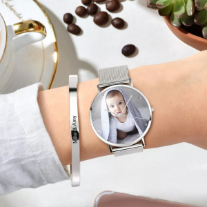 Womens Alloy Bracelet Photo Watch