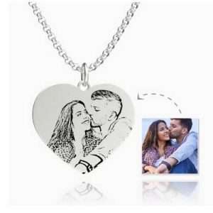 Womens Photo Engraved Tag Necklace With Engraving Stainless Steel