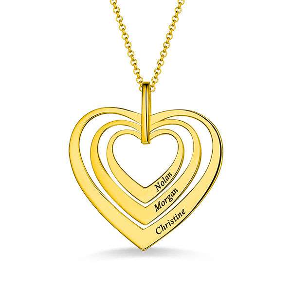 Family Hearts necklace in Gold Plating